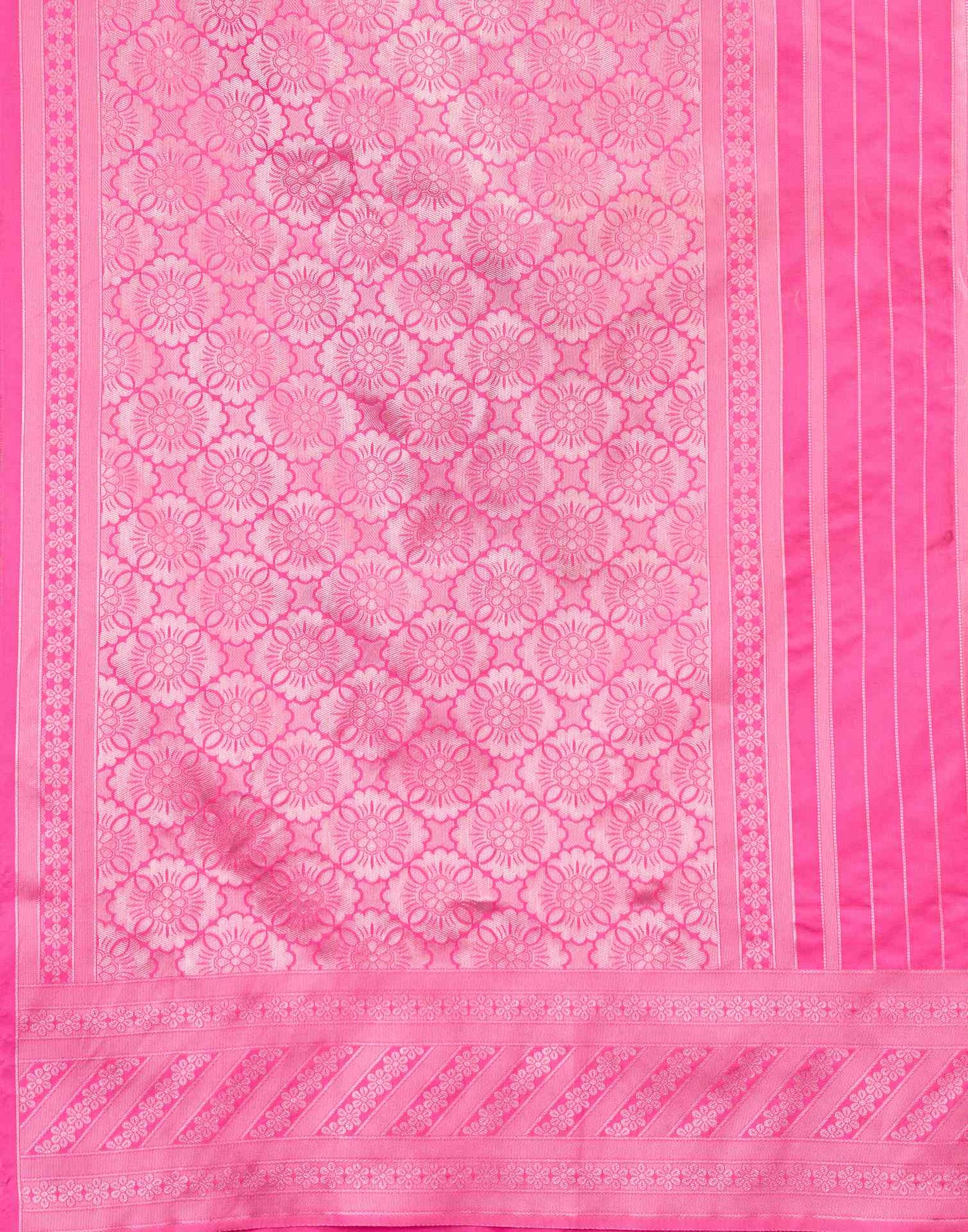 Hot Pink Silk Weaving Kanjivaram Saree