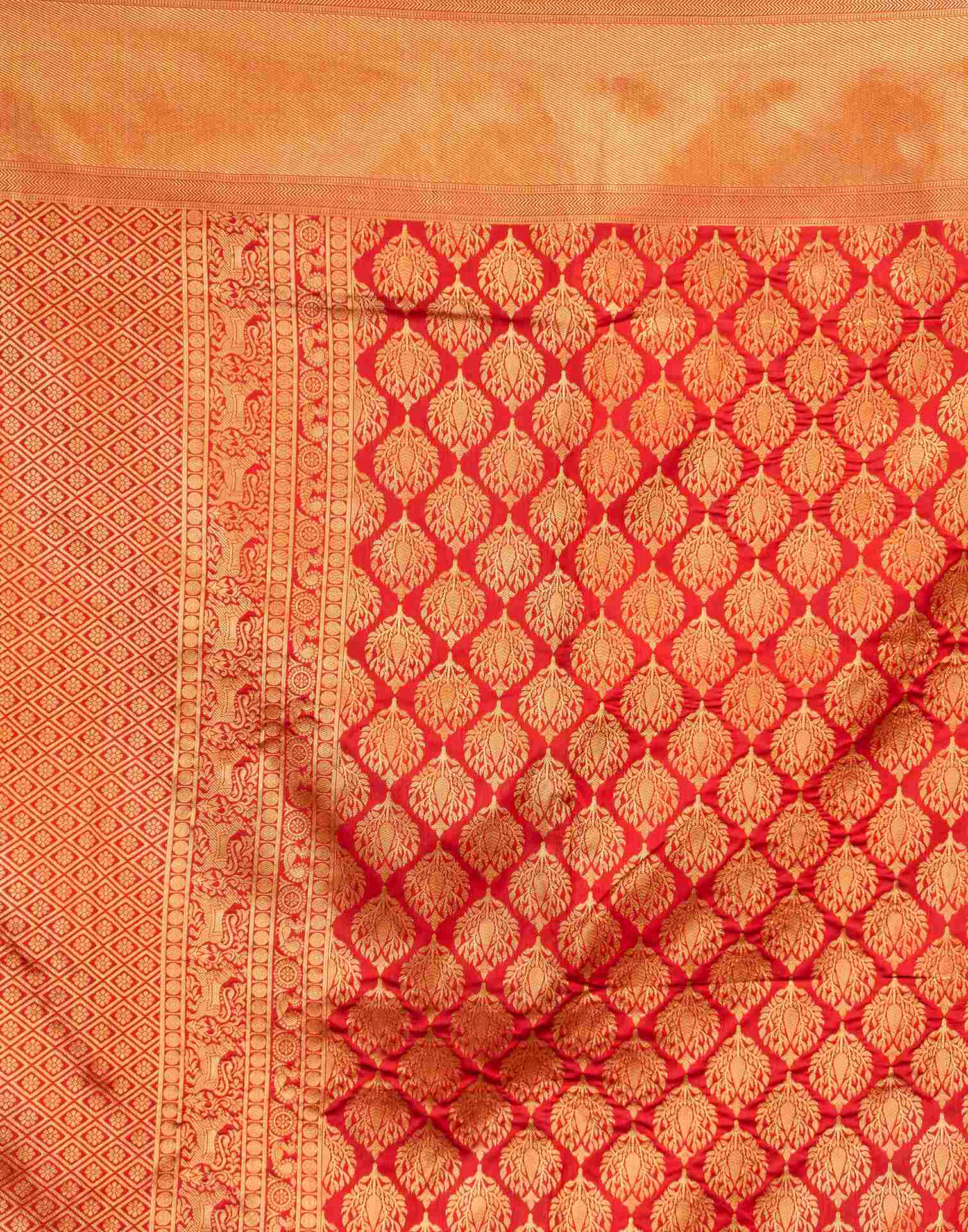 Burnt Red Silk Weaving Banarasi Saree