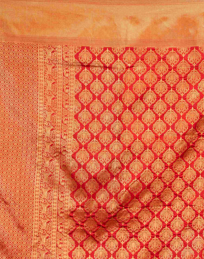 Red Silk Blend Woven Banarasi Saree