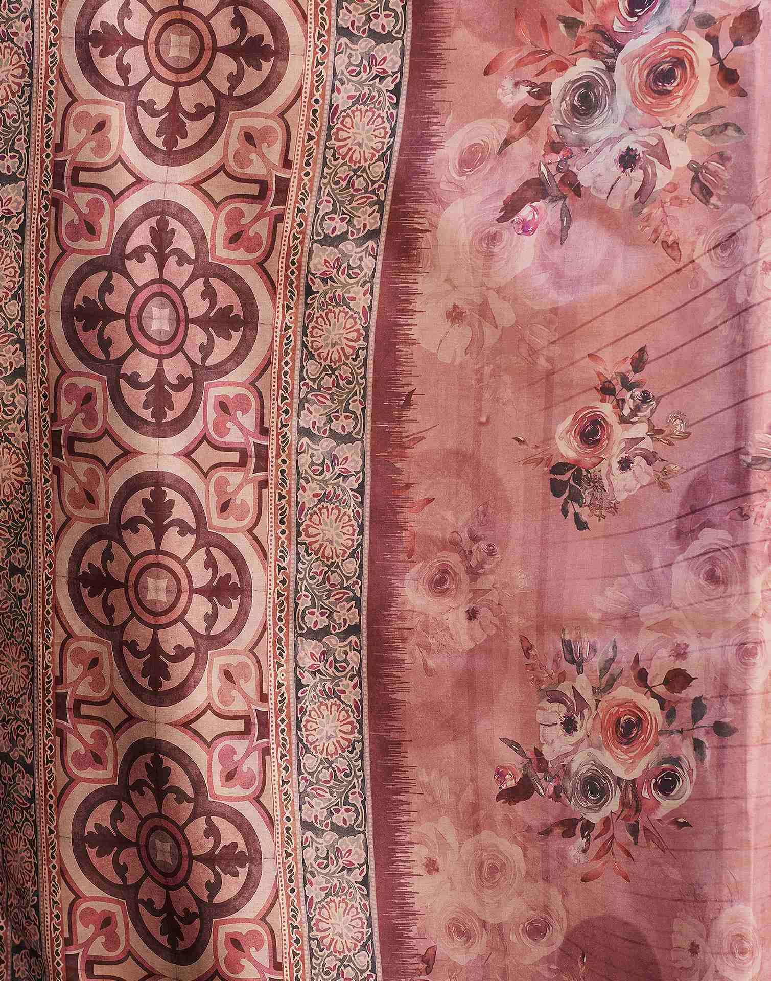 Dusty Pink Dola Silk Printed Saree