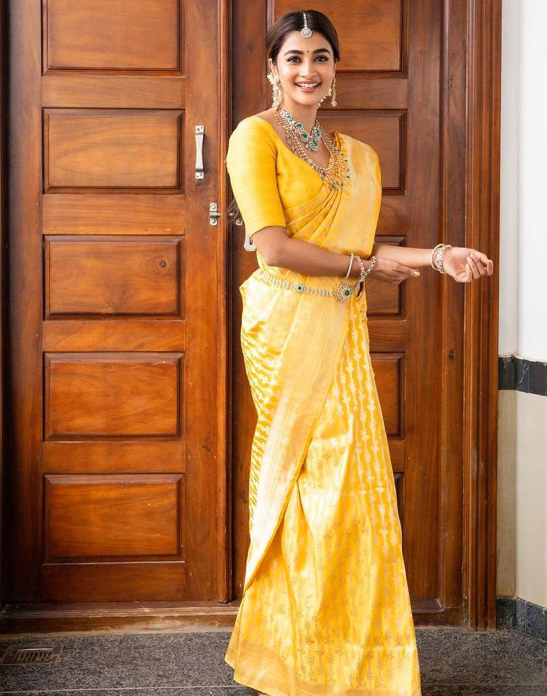 Yellow Silk Weaving Kanjivaram Saree