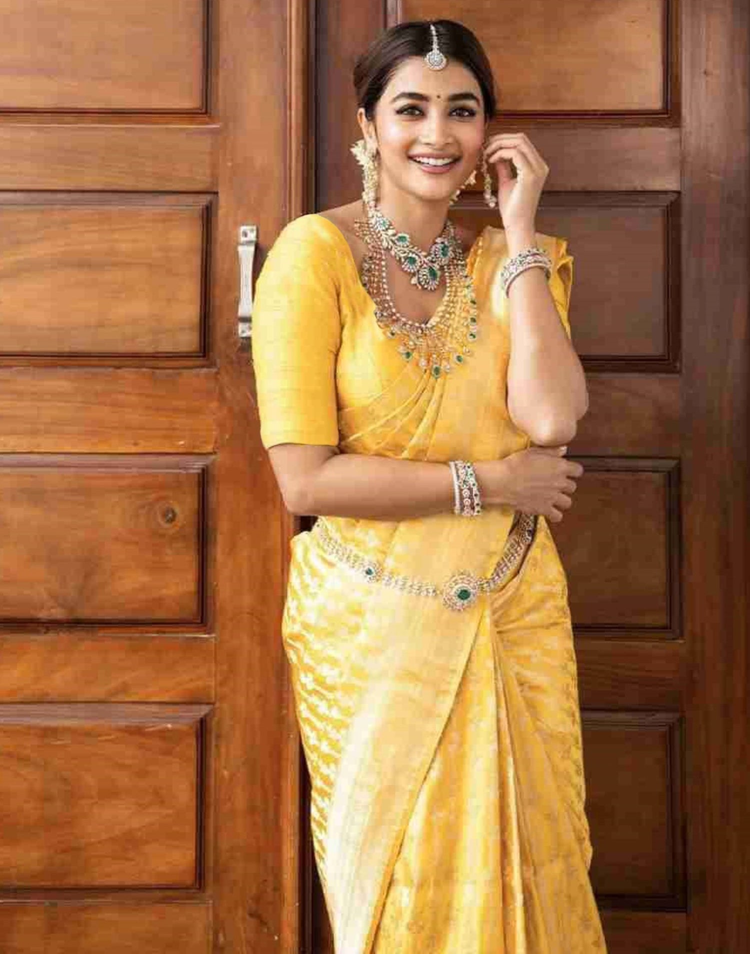 Yellow Silk Weaving Kanjivaram Saree