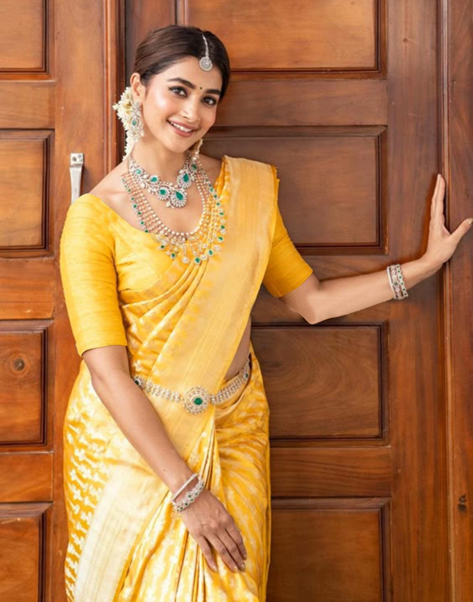 Yellow Silk Weaving Kanjivaram Saree