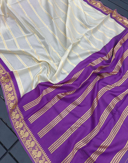 Off White Silk Weaving Banarasi Saree