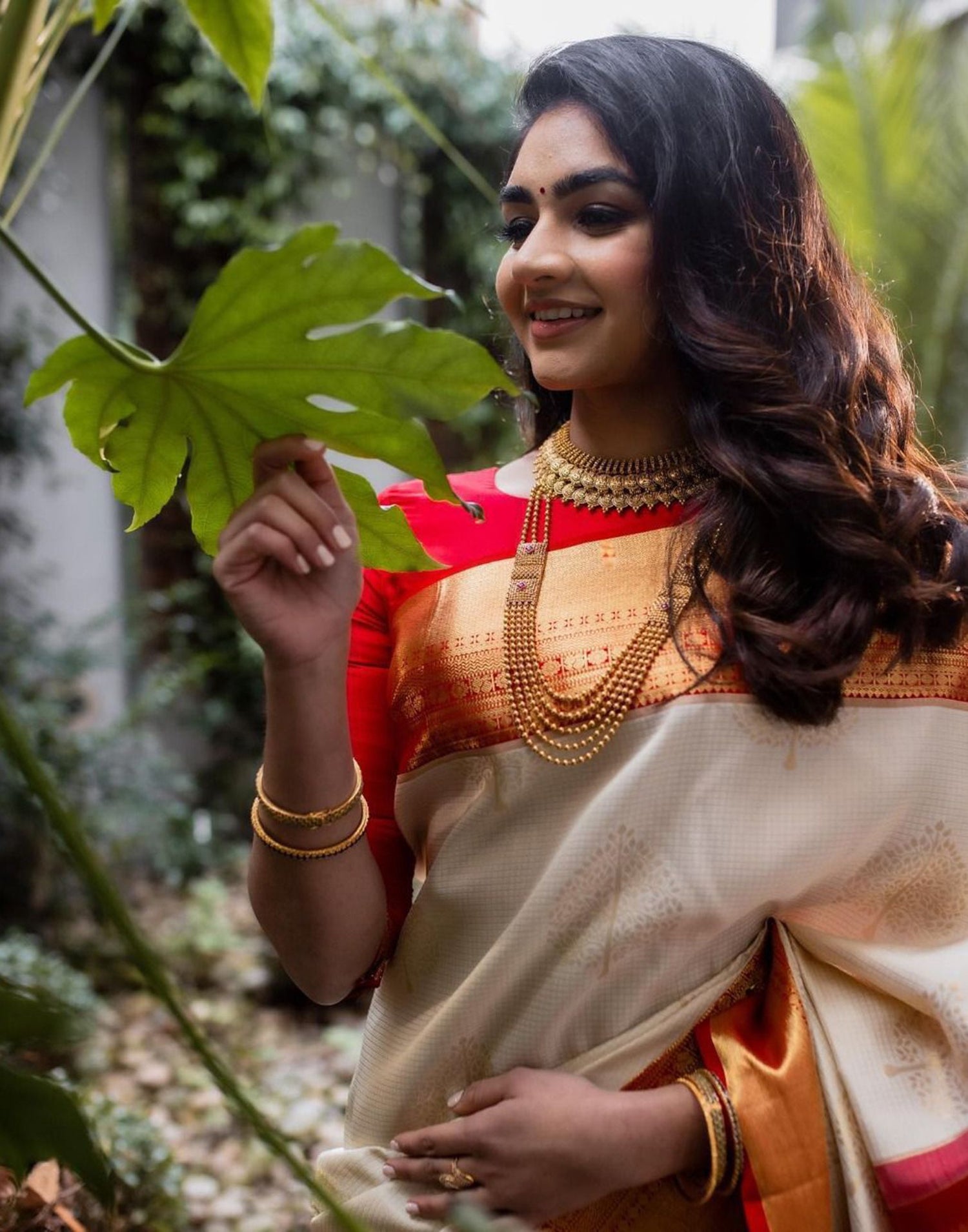 Cream Silk Weaving Banarasi Saree