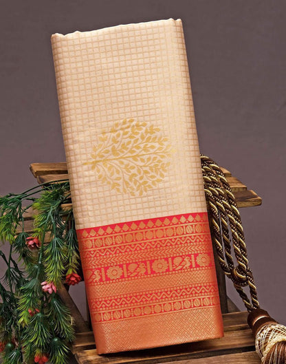 Cream Silk Weaving Banarasi Saree