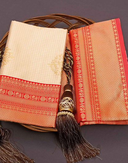 Cream Silk Weaving Banarasi Saree