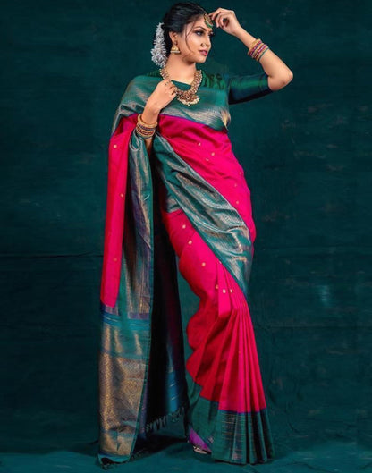 Dark Pink Silk Weaving Banarasi Saree