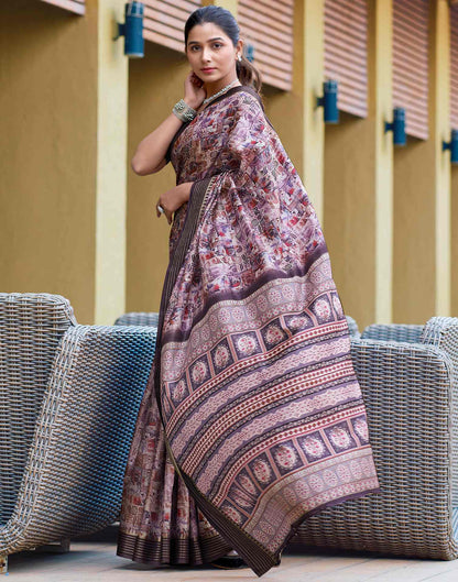 White Silk Printed Saree