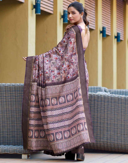 White Silk Printed Saree