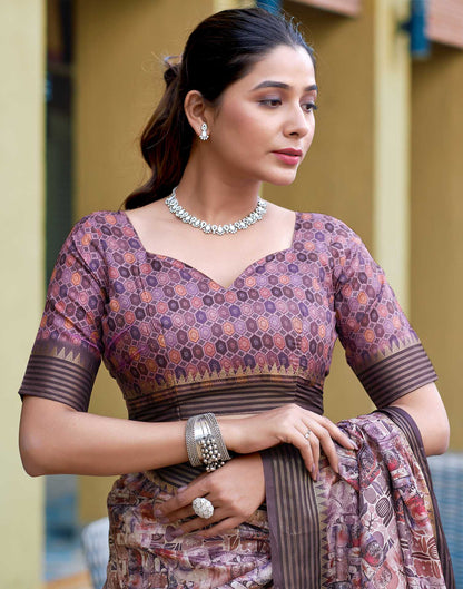 White Silk Printed Saree