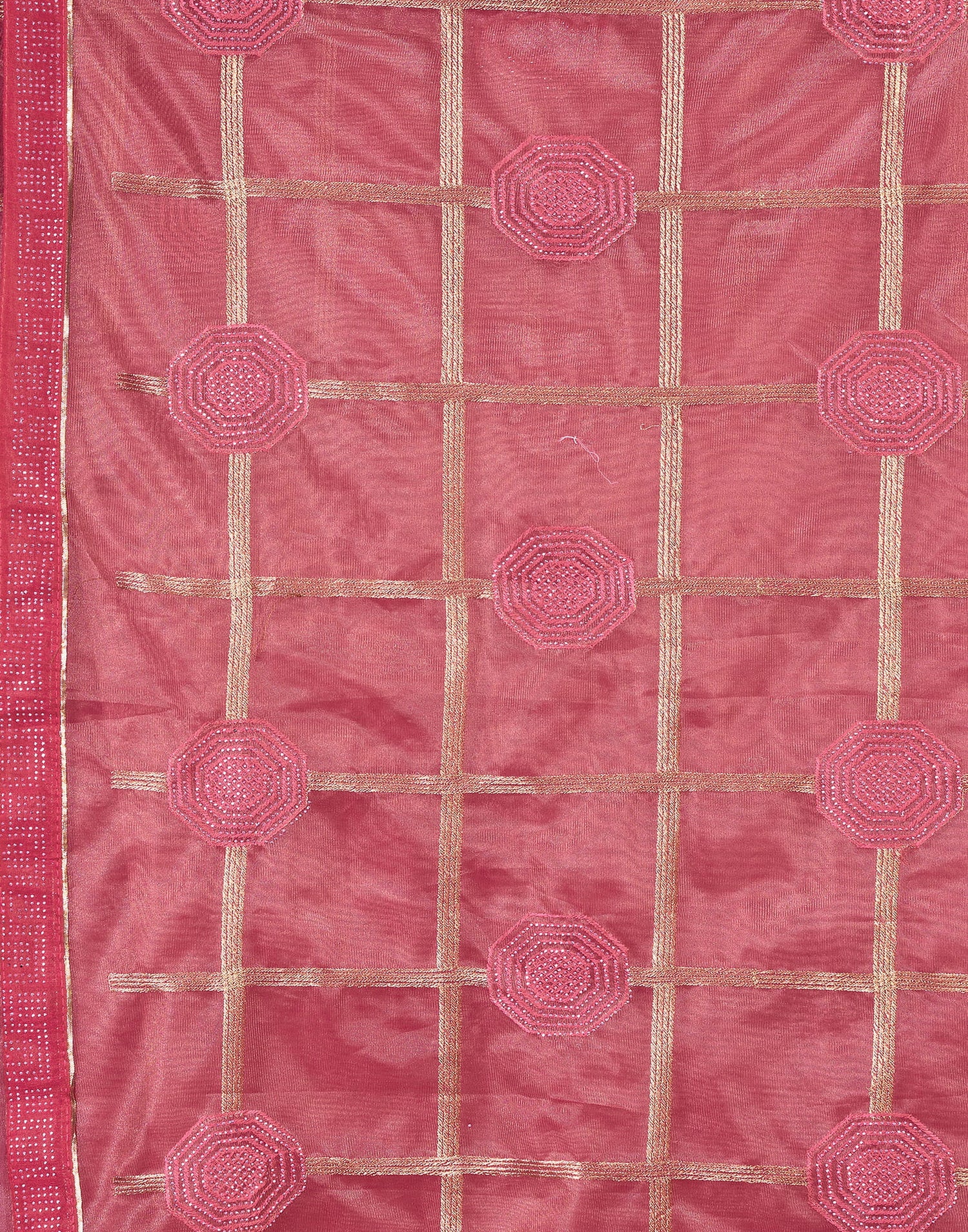 Pink Net Embroidery Embellished Saree