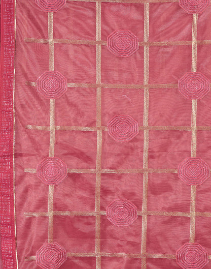 Pink Net Embroidery Embellished Saree