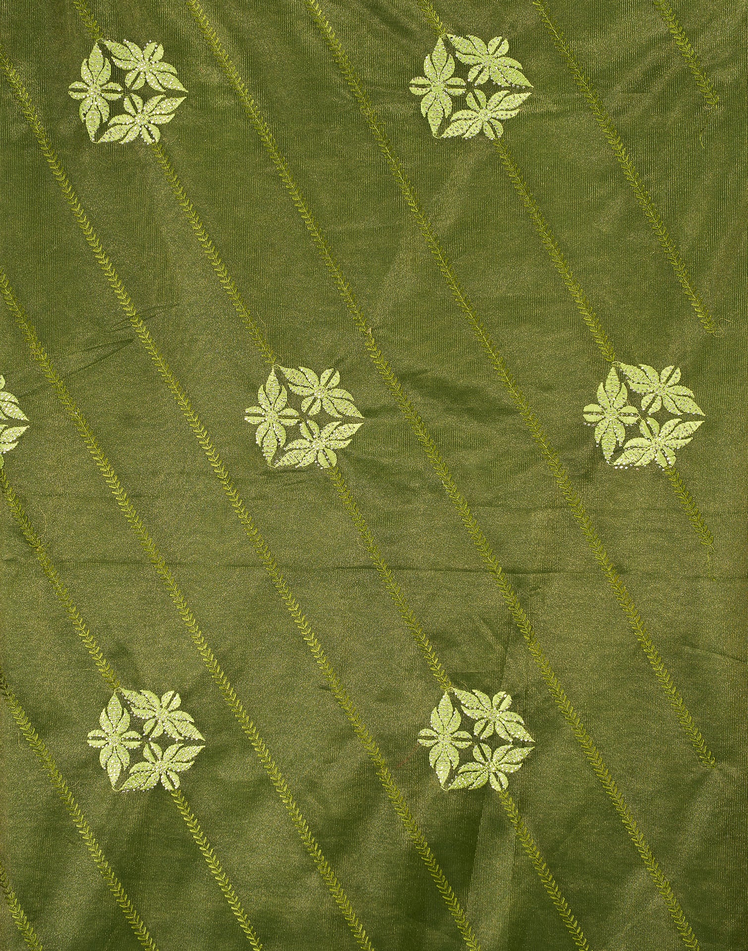 Green Shimmer Embroidery Embellished Saree