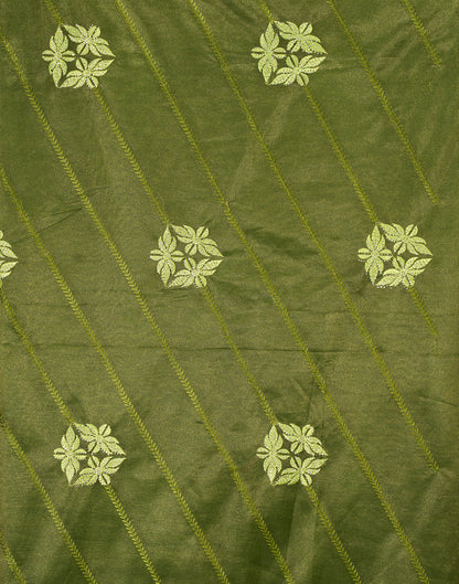 Green Shimmer Embroidery Embellished Saree