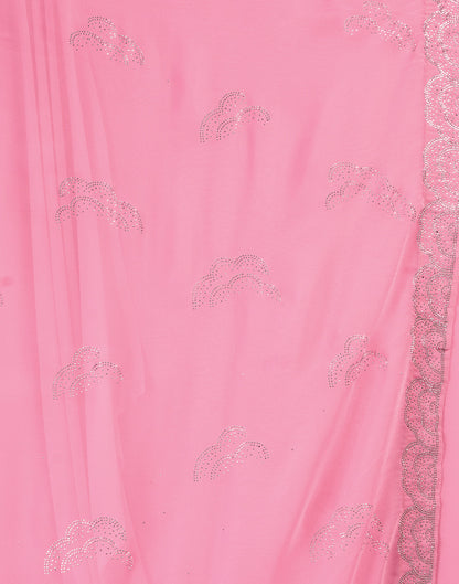 Light Pink Georgette Swarovski Embellished Saree