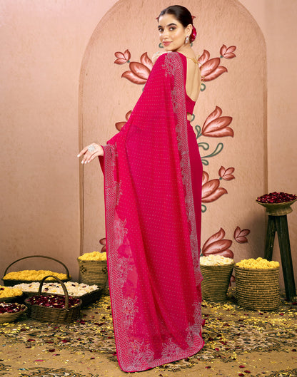 Dark Pink Georgette Swarovski Embellished Saree