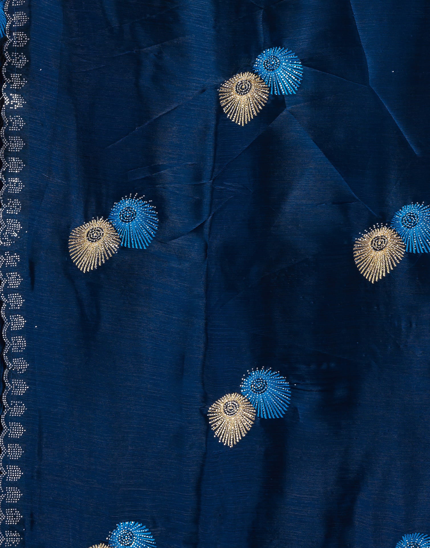 Blue Shimmer Embroidery Embellished Saree