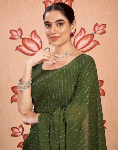 Green Georgette Swarovski Embellished Saree