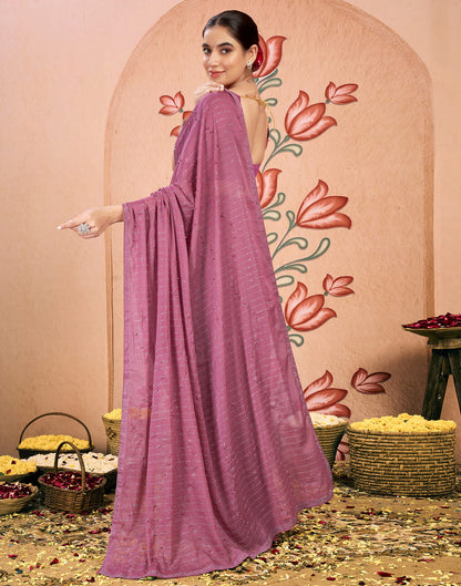 Mauve Georgette Swarovski Embellished Saree