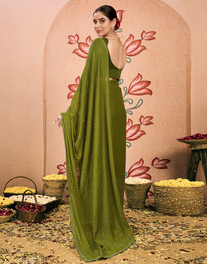 Green Georgette Swarovski Embellished Saree