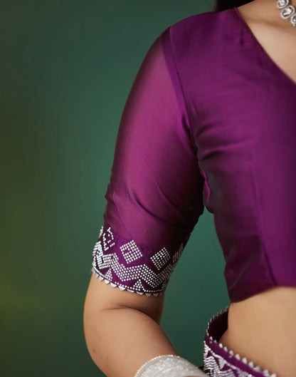 Purple Georgette Swarovski Embellished Saree