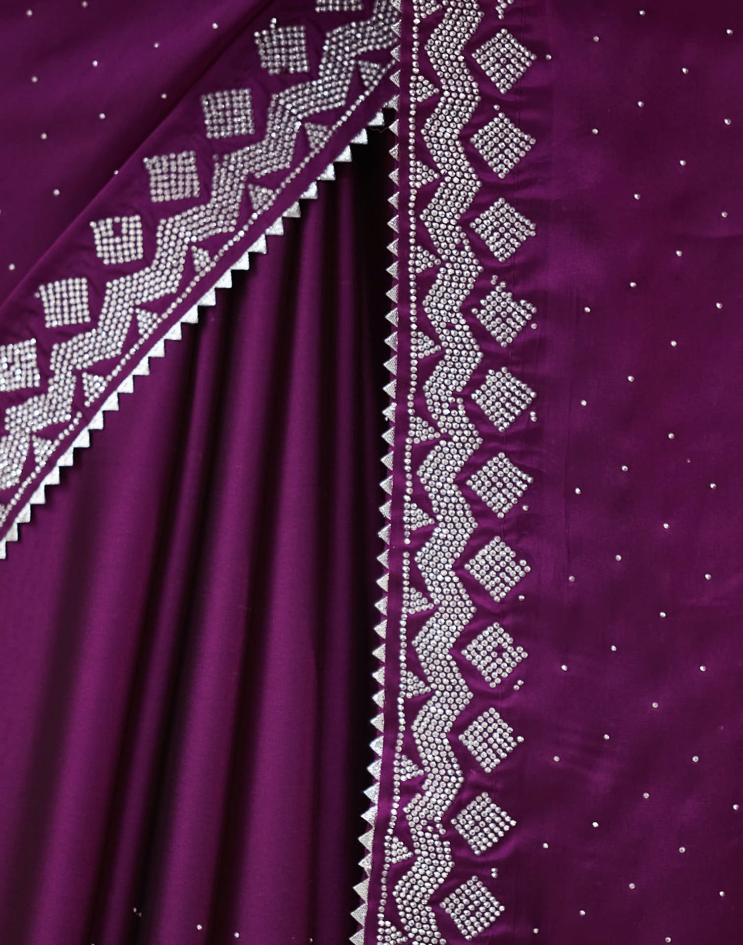 Purple Georgette Swarovski Embellished Saree