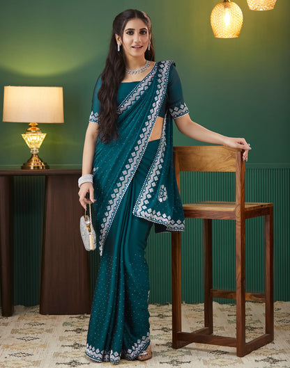 Green Georgette Swarovski Embellished Saree