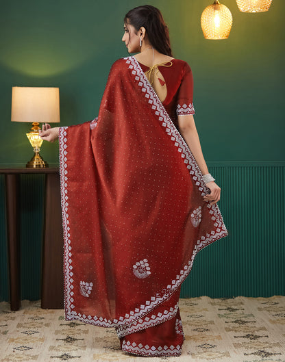 Red Georgette Swarovski Embellished Saree