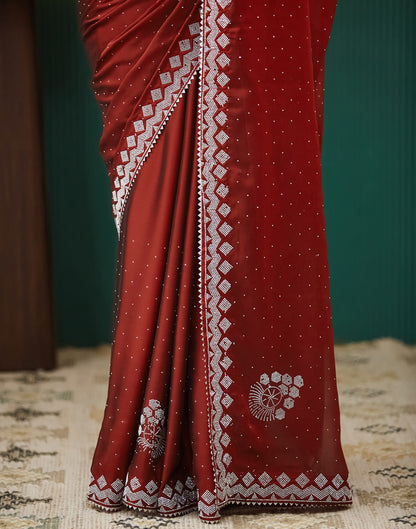 Red Georgette Swarovski Embellished Saree