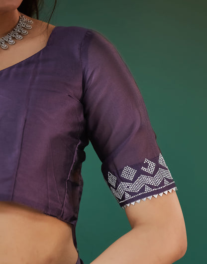 Purple Georgette Swarovski Embellished Saree