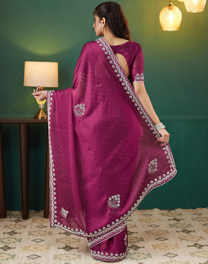 Pink Georgette Swarovski Embellished Saree