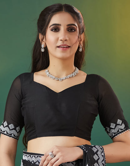 Black Georgette Swarovski Embellished Saree