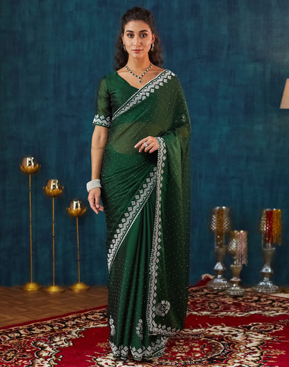 Green Georgette Swarovski Embellished Saree