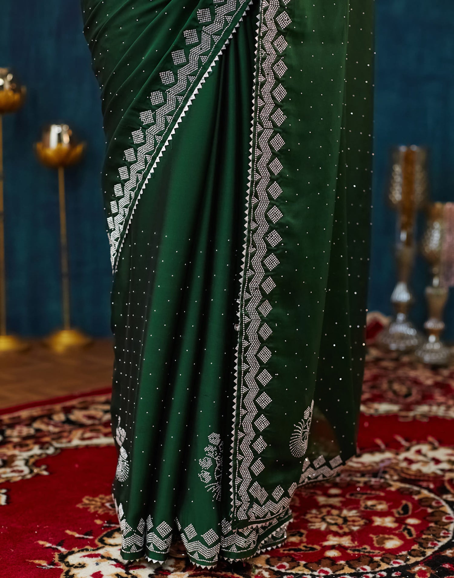 Green Georgette Swarovski Embellished Saree