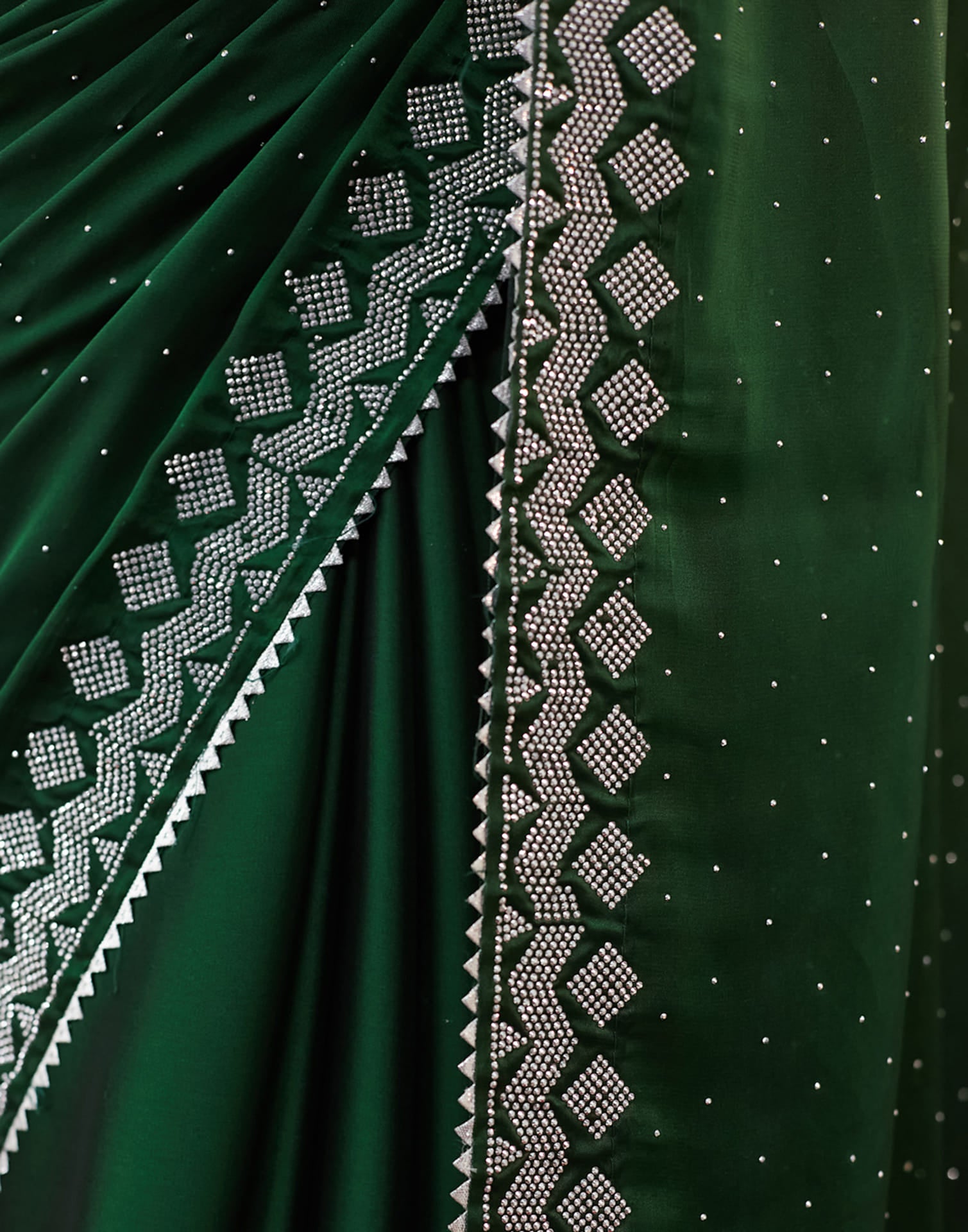 Green Georgette Swarovski Embellished Saree