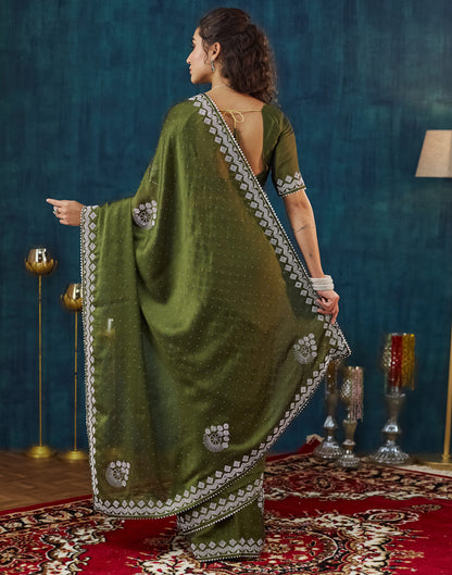 Green Georgette Swarovski Embellished Saree