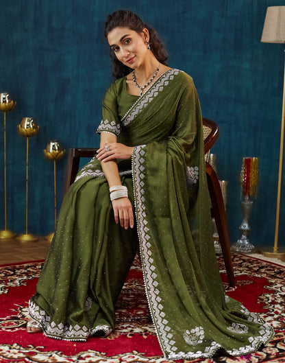 Green Georgette Swarovski Embellished Saree