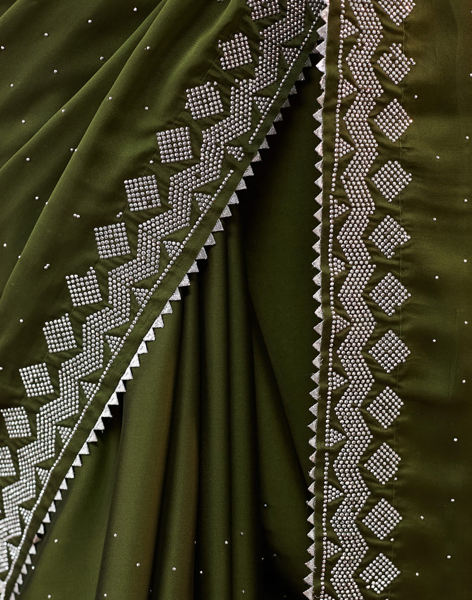 Green Georgette Swarovski Embellished Saree