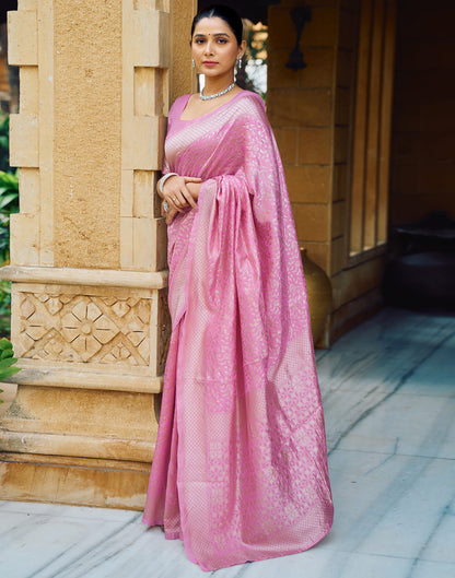 Light Pink Silk Weaving Kanjivaram Saree