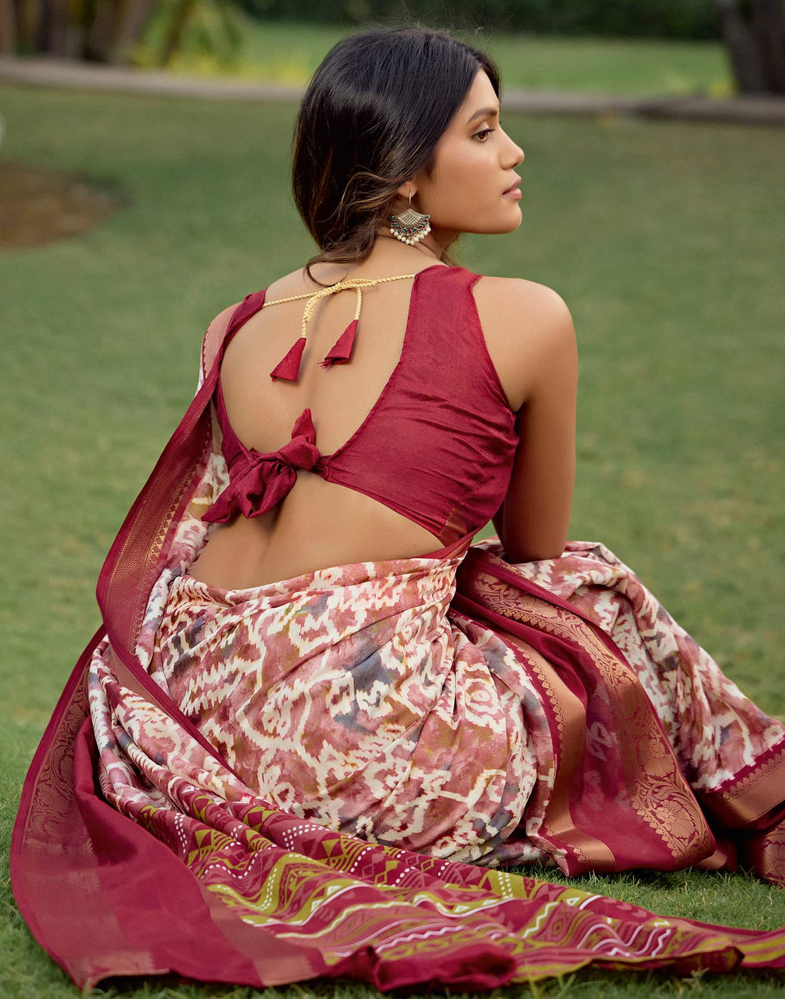 Maroon Cotton Silk Printed Saree