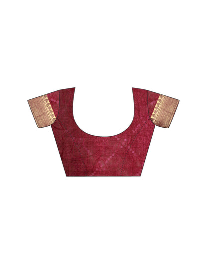 Maroon Cotton Silk Printed Saree