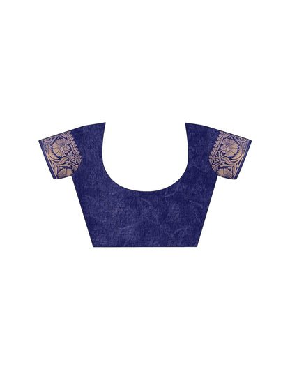 Blue Cotton Silk Printed Saree