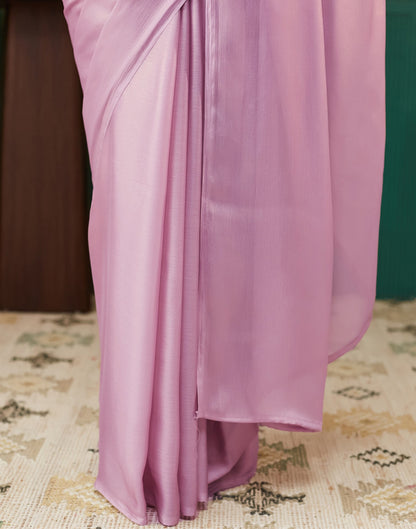 Light Mauve Georgette Plain Saree