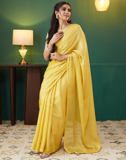 Yellow Georgette Plain Saree