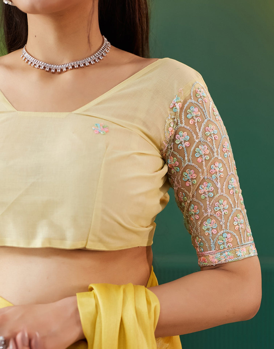 Yellow Shimmer Dyed Solid Saree