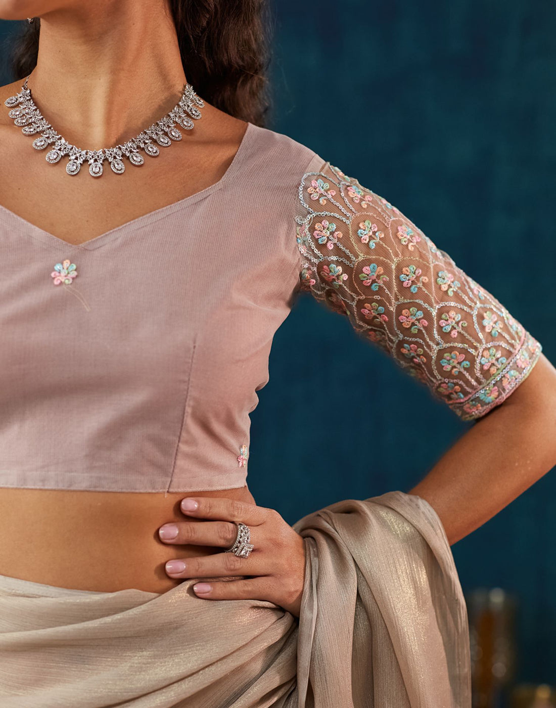 Brown Shimmer Dyed Solid Saree