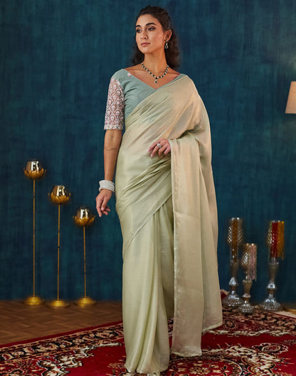 Light Green Georgette Plain Saree