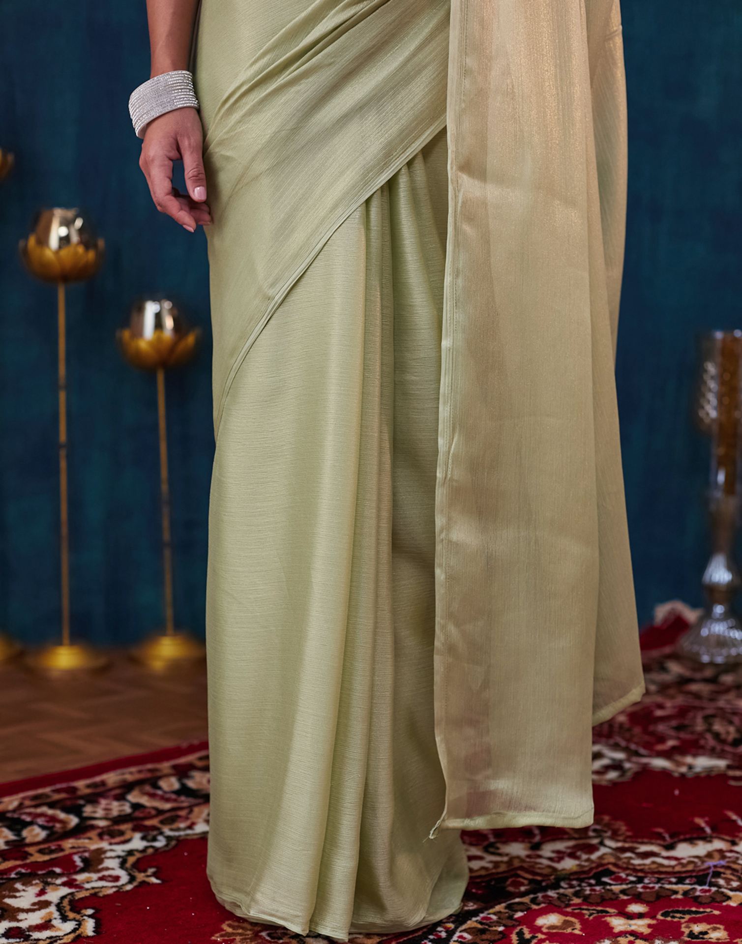 Light Green Georgette Plain Saree