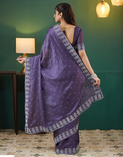 Purple Georgette Swarovski Embellished Saree